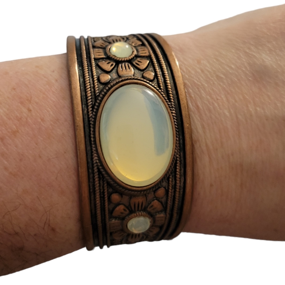 Sage Sanctuary Copper Faux Moonstone Cuff Bracelet